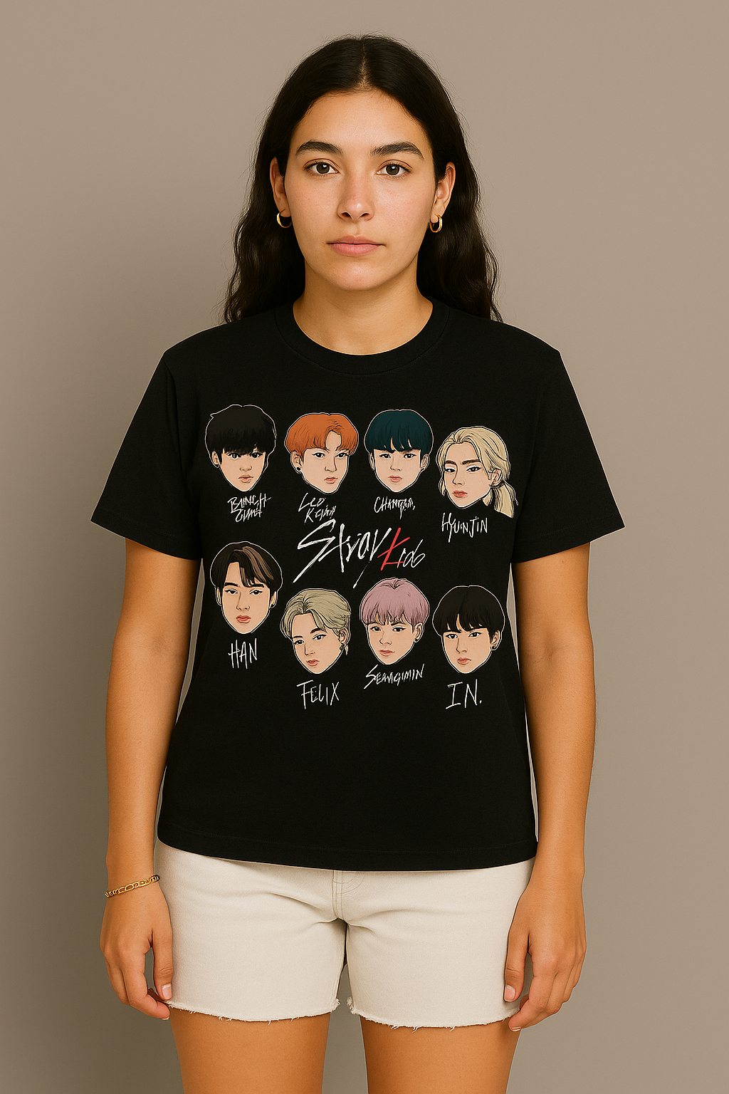 Stray Kids Member Cartoon Portrait Tee