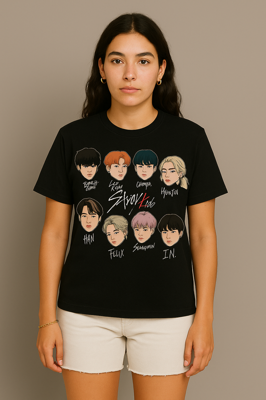 Stray Kids Member Cartoon Portrait Tee