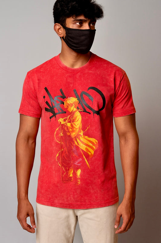 Zenitsu Red Vintage Washed Tee