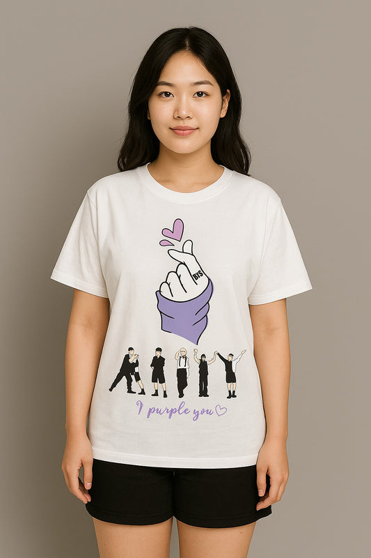 "I Purple You" Finger Heart Graphic Tee