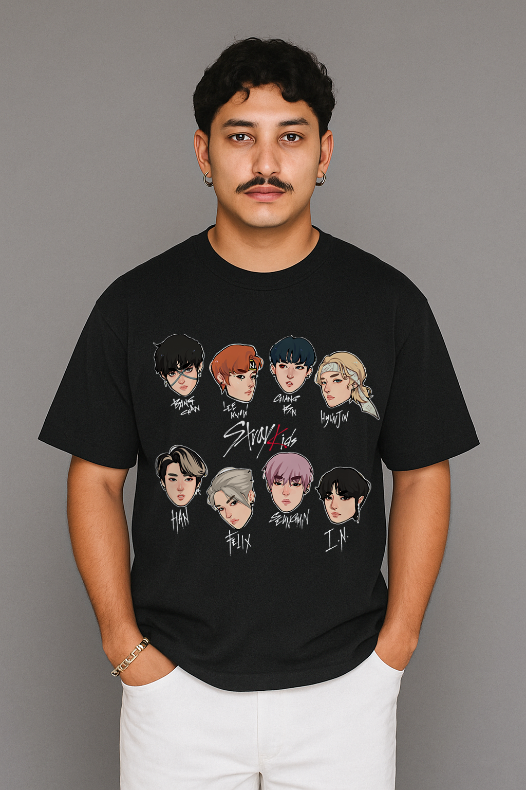 Stray Kids Member Cartoon Portrait Tee
